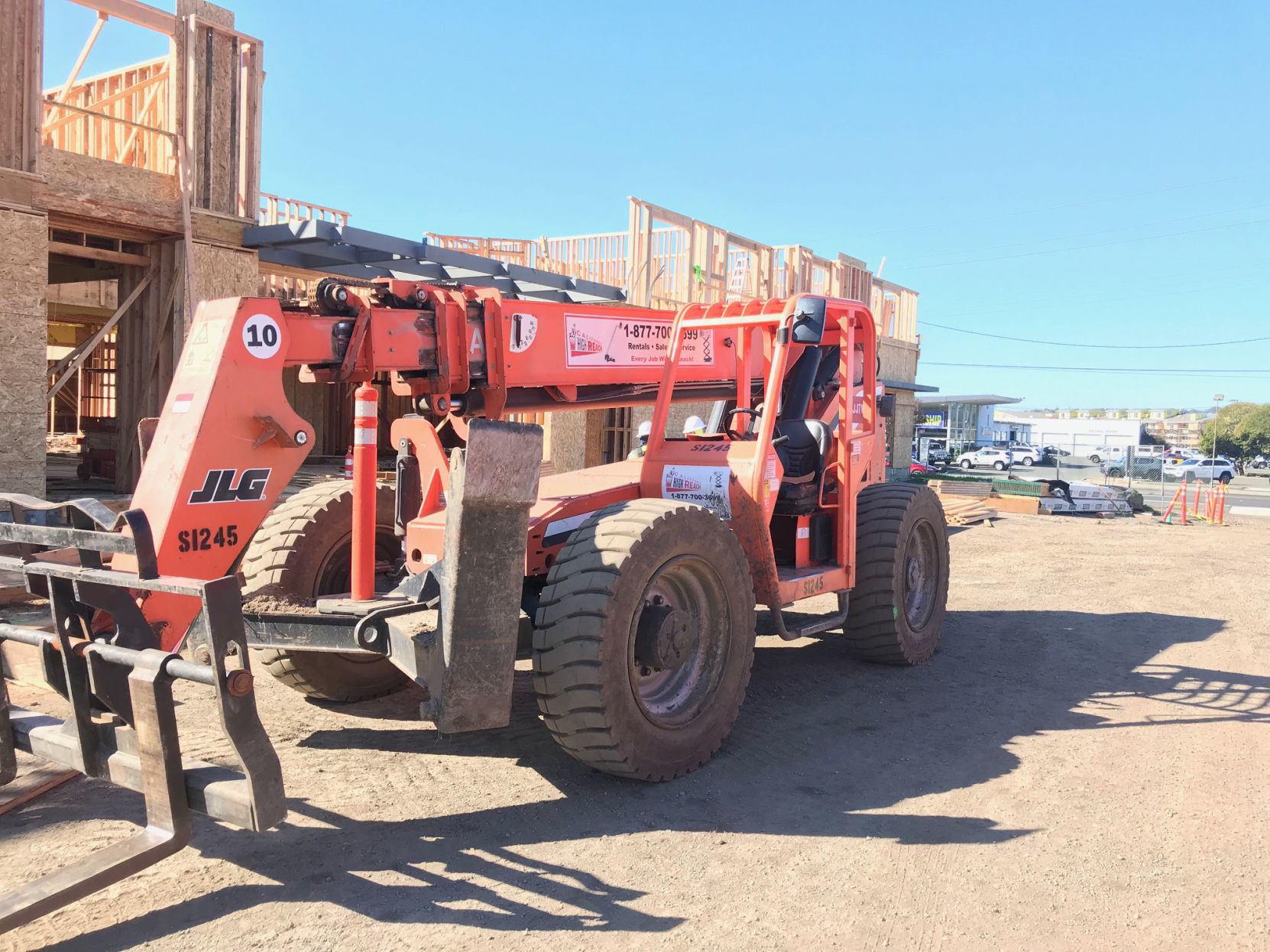 Equipment at the Cambria Hotel construction site at 320 Soscol Ave.